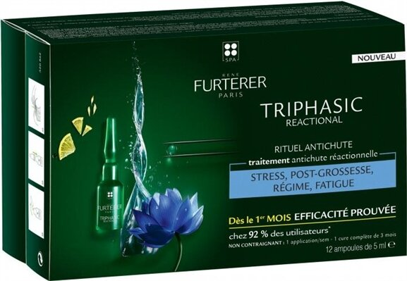Сироватка для волосся Rene Furterer Triphasic Sudden проти випадіння, 12 шт х 5мл