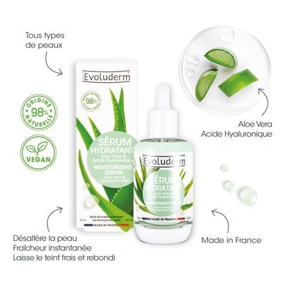 Сироватка для обличчя Evoluderm зволожуюча з алое вера та гіалуроновою кислотою, 30 мл