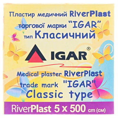 Пластир медичний IGAR RiverPlast тип Класичний на тканинній основі (бавовна) 5 см х 500 см, 1 штука