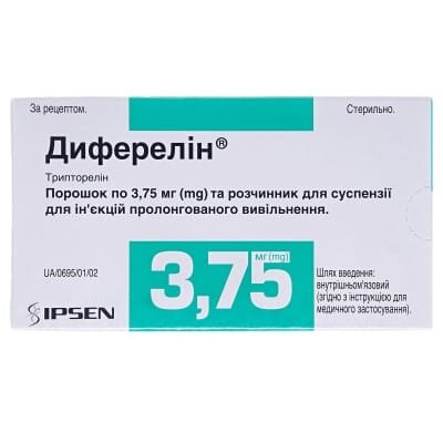 Диферелін порошок для сусп. д/ін. прол./д. по 3.75 мг №1 у флак. з р-ком