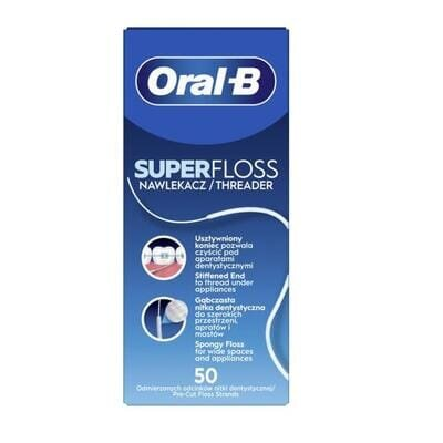 Зубна нитка Oral-B Super Floss для брекет систем і протезів, 50 ниток