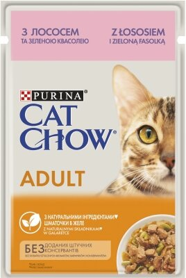 Корм вологий для дорослих кішок Purina Cat Chow Adult з лососем та зеленою квасолею в желе, 85 г