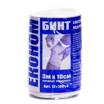Бинт еластичний Медтекстиль Економ середньої розтяжності, розмір 3 м х 10 см
