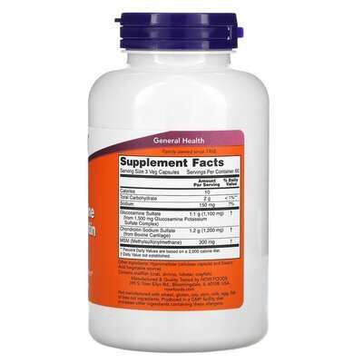 Глюкозамін та Хондроїтин з МСМ NOW Glucosamine & Chondroitin with MSM вег. капсули №180