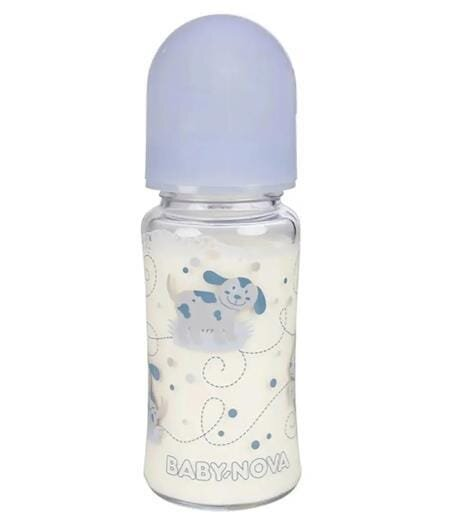 Пляшка Baby-Nova 44240-2 скляна з декором для хлопчиків, 230 мл