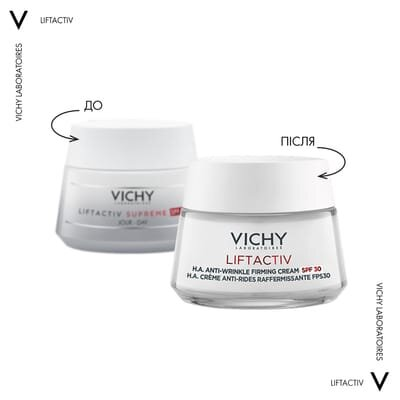 Крем для обличчя Vichy LiftActiv H.A. SPF30 антивіковий тривалої дії корекція зморшок та пружність, для всіх типів шкіри, 50 мл