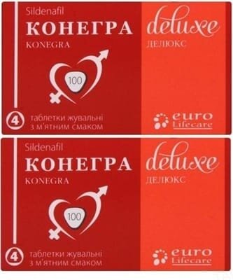 Конегра делюкс таблетки жув. по 100 мг №4 + 100 мг №4 акційний набір