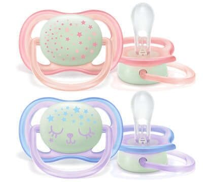 Пустушка силіконова Philips Avent Ultra Air Nighttime SCF376/12, 0-6 місяців, 2 шт