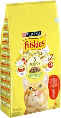 Корм сухий для кішок Purina Friskies з яловичиною, куркою і овочами, 10 кг
