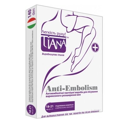 Панчохи антиемболічні Tiana 960 компресія 18-21 мм рт ст, відкритий мисок, колір білий, розмір 6