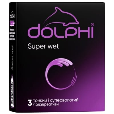 Презервативи латексні Dolphi Super Wet тонкі і супервологі, 3 шт