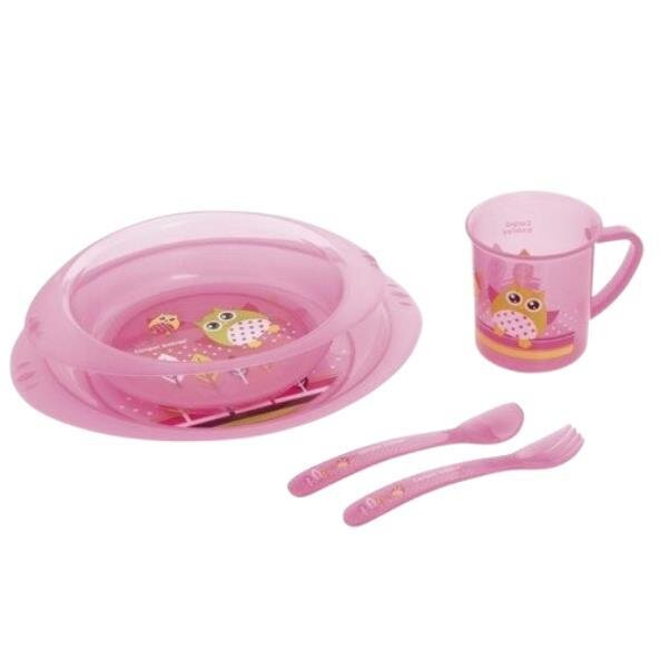 Набір посуду Canpol babies Cute Animals пластиковий столовий, сови, рожевий, 4/405_pin