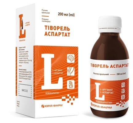 Тіворель аспартат розчин ор. по 200 мл у пляш. полім.