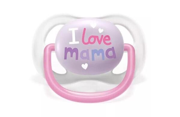 Пустушка силіконова Philips Avent Ultra Air I love SCF080/02 ортодонтична, 0-6 місяців, для дівчинки, 2 шт