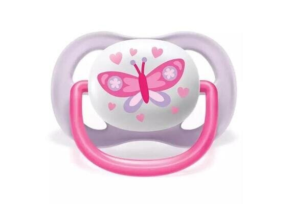 Пустушка силіконова Philips Avent Ultra Air I love SCF080/02 ортодонтична, 0-6 місяців, для дівчинки, 2 шт