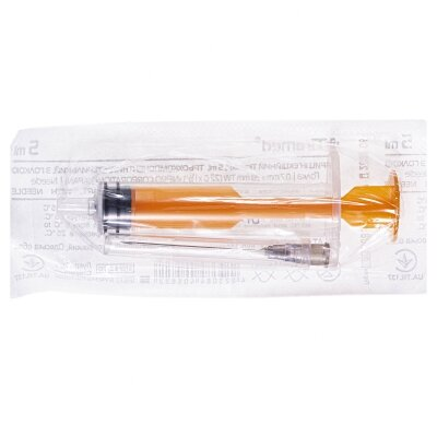 Шприц 5 мл Tiramed 3-х компонентний з голкою 22G (0,7 х 38 мм), 1 штука