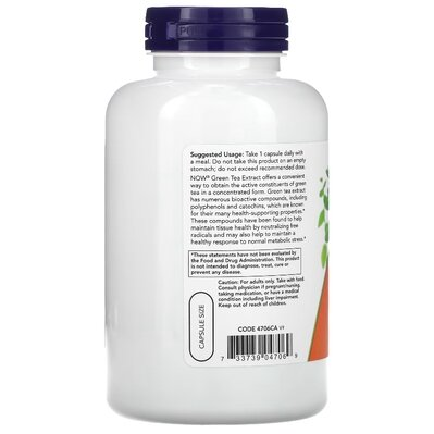 Зеленого чаю екстракт NOW Green Tea Extract 400 мг вег. капсули №250