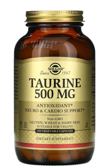 Таурин Solgar Taurine 500 мг вег. капсули №250