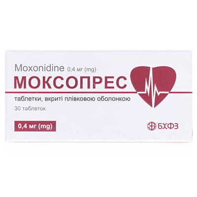 Моксопрес таблетки, в/плів. обол. по 0.4 мг №30 (10х3)