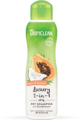 Шампунь-кондиціонер TropiClean Папайя та кокос, зволожуючий, для собак та котів, 355 мл