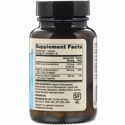 Кальцій з вітамінами Д3 і К2 Dr. Mercola Calcium with Vitamins D3 & K2, 30 капсул