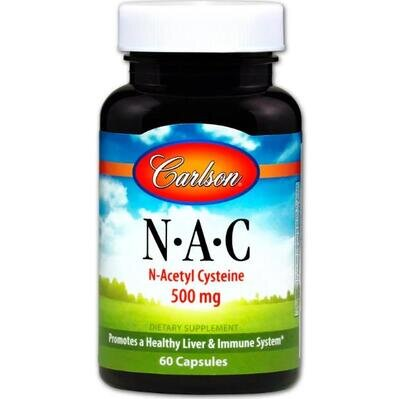 Амінокислоти N-ацетилцистеїн Carlson Labs NAC 500 мг капсули №60