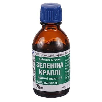 Зеленіна краплі ор. по 25 мл у флак.-крап.