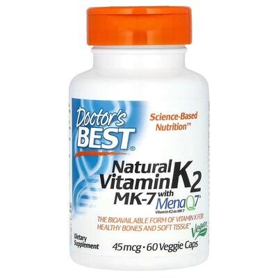 Вітамін К2 Doctor's Best Natural Vitamin K2 MK-7 with MenaQ7 45 мкг, 60 вегетаріанських капсул
