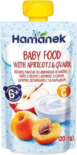 Пюре фруктове Hame Hamanek Яблуко і абрикос з сиром, 120 г