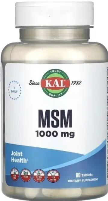 Метілсульфонілметан KAL MSM 1000 мг, 80 таблеток