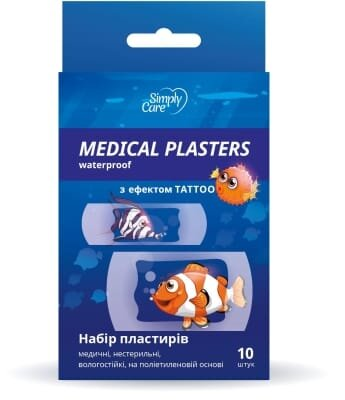 Набір пластирів дитячих Simply Care з тату, 10 штук