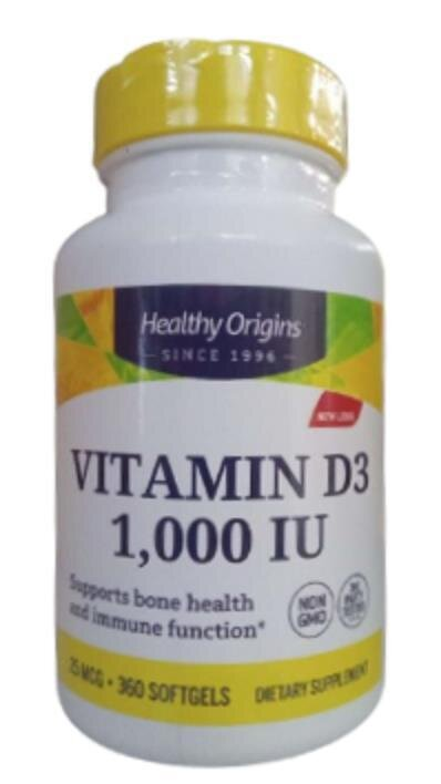 Вітамін D3 в олії МСТ Healthy Origins Vitamin D3 in MCT Oil 1000 МО, 360 гелевих капсул