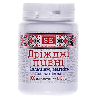 Дріжджі пивні Фармаком Ca+Mg+Fe таблетки №100 в бан.