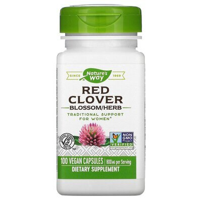 Червона конюшина Nature's Way Red Clover Blossom Stem Leaf Flower Herbal Extract 800 мг, 100 веганських капсул