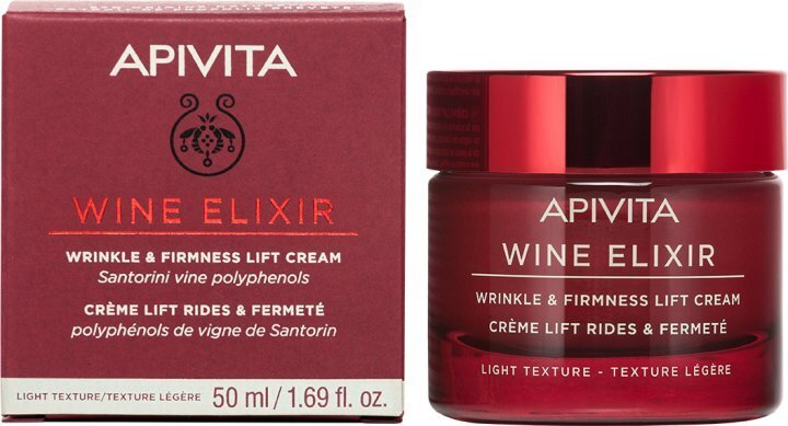 Крем-ліфтинг для обличчя Apivita Wine Elixir денний легкої текстури від зморшок для підвищення пружності, 50 мл