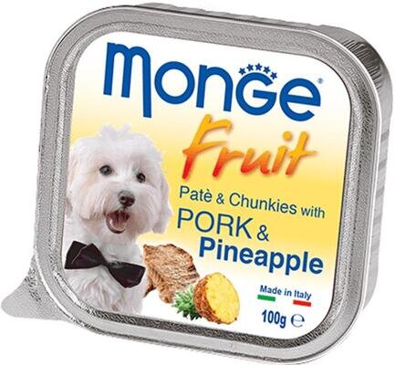 Корм вологий Monge Dog Fruit паштет для собак, свинина з ананасом, 100 г