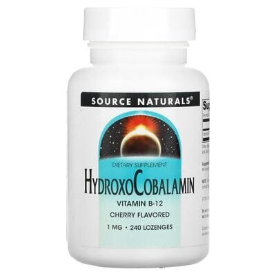 Вітамін В-12 (гідроксикобаламін) Source Naturals HydroxoCobalamin 1 мг смак вишні, 240 таблеток для розсмоктування