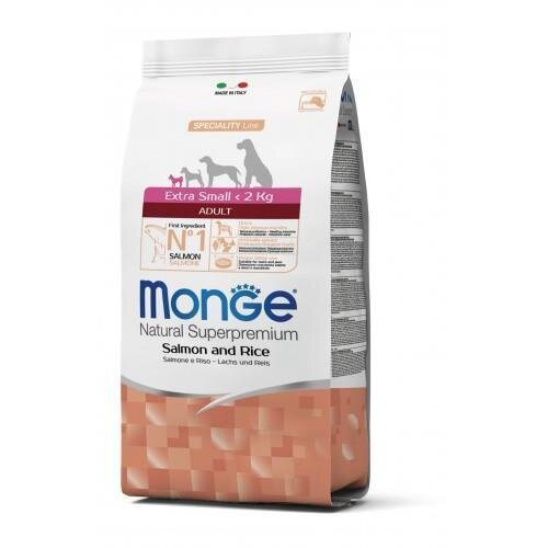 Корм сухий Monge Dog Extra Small Adult для дорослих собак дрібних порід, лосось та рис, 800 г