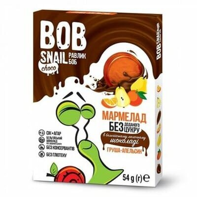 Мармелад Bob Snail Choco Груша-апельсин в бельгійському молочному шоколаді, 54 г