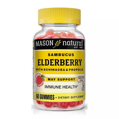 Бузина з ехінацеєю та прополісом Mason Natural Elderberry With Echinacea & Propolis смак малини жувальні цукерки №60