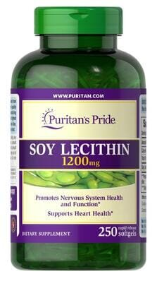 Лецитин соєвий Puritan's Pride Soy Lecithin 1200 мг, 250 гелевих капсул