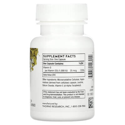 Вітамін D3 1000МЕ Thorne Research Vitamin D-3 1000 капсули №90