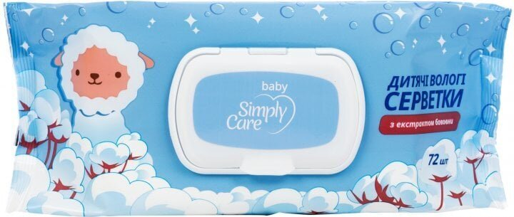 Серветки вологі Simply Care дитячі, 72 шт