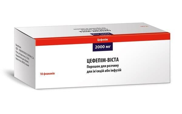 Цефепім-Віста порошок для р-ну д/ін. та інф. по 2000 мг №10 у флак.