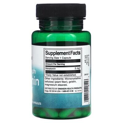 Мелатонін Swanson Melatonin Extra Strength 5 мг, 60 капсул