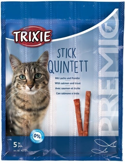 Ласощі для кішок Trixie 42725 Premio Quadro-Sticks лосось/форель 5 штук по 5 г