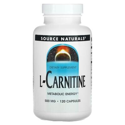 L-карнітин Source Naturals L-Carnitine 500 мг, 120 капсул