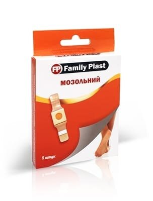 Пластир медичний «FP Family Plast» мозольний 2 см х 6 см, 5 штук