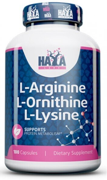 Амінокислоти Haya Labs L-Arginine + L-Ornithine + L-Lysine капсули №100