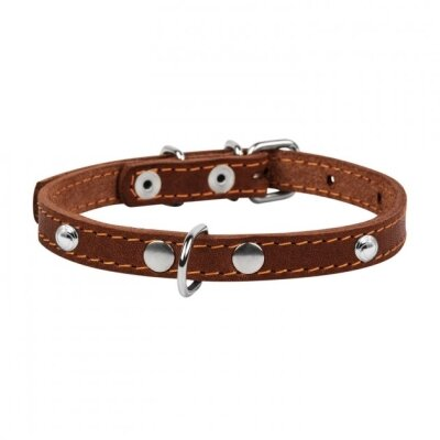 Нашийник Collar 00236 одинарний з прикрасами, ширина 12 мм, довжина 24-32 см, коричневий
